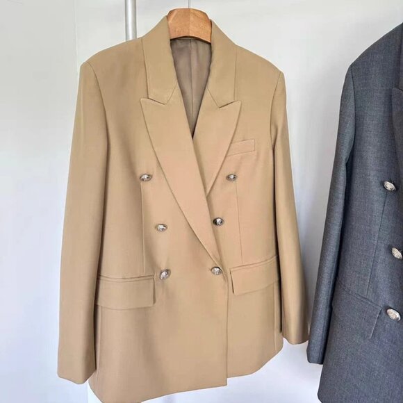 N16 Moon Leigh Japanese Beige Fine Wool Shining Button W‘'s Suit